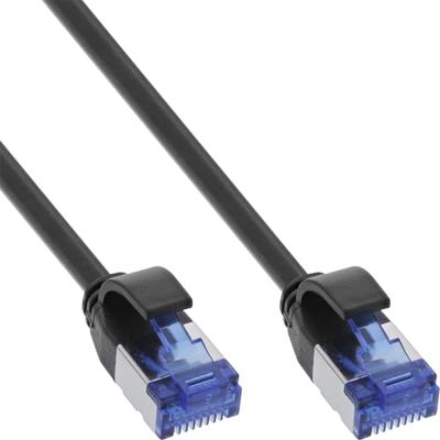 InLine Netwerkkabel 15m, S/FTP, TPE (LSZH), Cat.6A patchkabel, 500 Mhz, slim, Gigabit LAN, netwerk, Ethernet, koper, PoE, zwart, 74915S