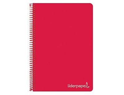 Quaderno a spirale Liderpapel folio witty copertina rigida 80 h 75 g quadro 4 mm con margine colore rosso