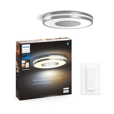 Philips Hue White Ambiance Plafoniera Smart Being, Luce Bianca da Calda a Fredda, 32W, Cromato, Telecomando Dimmer Switch Incluso