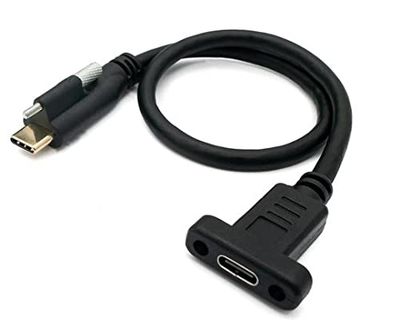 SYSTEM-S USB 3.1 kabel 30 cm type C stekker naar bus schroef adapter in zwart