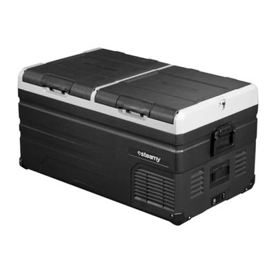 Steamy-E Dual Zone 95, Glacière à compresseur électrique, 90 litres, 12 V/230 V, pour Refroidir et Congeler, idéale pour le Camping