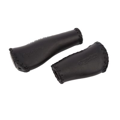 ergotec 344122 fietsstuurgrepen ALS-09/1 / leren krat fietsgrepen, zwart, 135/92 mm