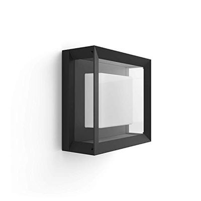 Philips Hue Econic svart, fyrkantig: vägglampa, LED-modul, Philips Hue White and Color, Zigbee, IP44, trådlös, kompatibel med Amazon Alexa, Google Home Assistant och Siri
