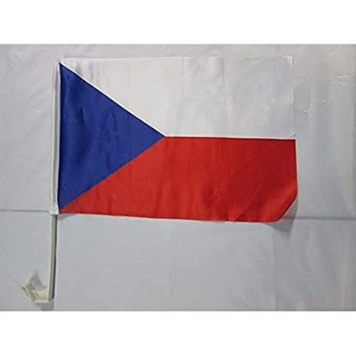 AZ FLAG - Drapeau République tchèque Pour Décoration Voiture Avec Attaches En PVC Et Système d'Accroche - Car Flag Tchèque - Tchéquie - 100% Polyester - 50g - 45x30 cm