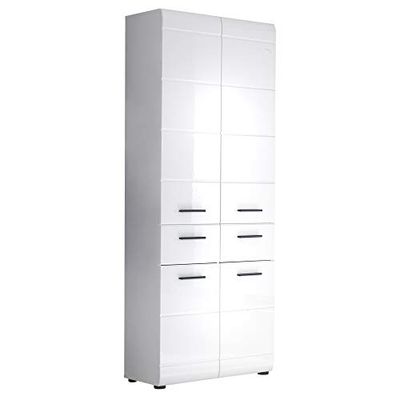 trendteam smart living Armario alto de baño Skin, 60 x 182 x 31 cm, en blanco de brillo intenso, con abundante espacio de almacenamiento
