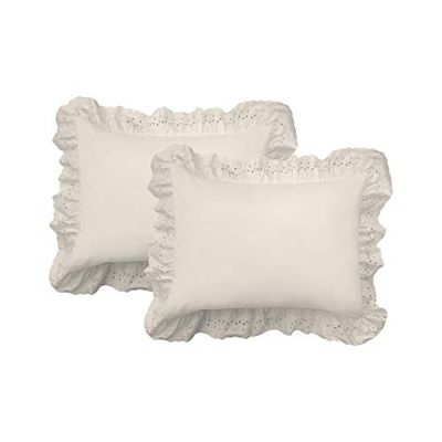 Fresh Ideas Ruffad kudde Sham 2-pack, standard, elfenben
