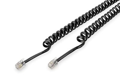 DIGITUS Cavo di connessione per cornetta telefonica UAE - RJ10-4 fili - cavo a spirale - lunghezza 2 m - nero