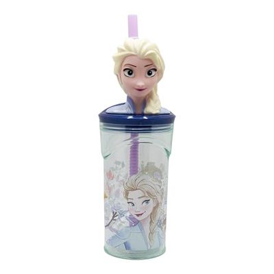 Stor Frozen Reusable Children's Cup with Straw and Lid with 3D Figurine and Capacity 360 ml