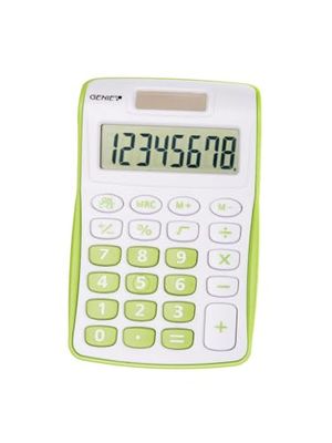 Genie 120 B - Calculadora, 8 dígitos, batería dual (solar y pila), diseño compacto, color verde