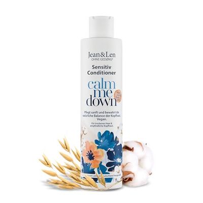 Jean & Len Balsamo Sensitive Latte d'avena e cotone, per capelli secchi e cuoio capelluto sensibile, coccola e cura delicata, senza siliconi e parabeni, vegan, 300 ml