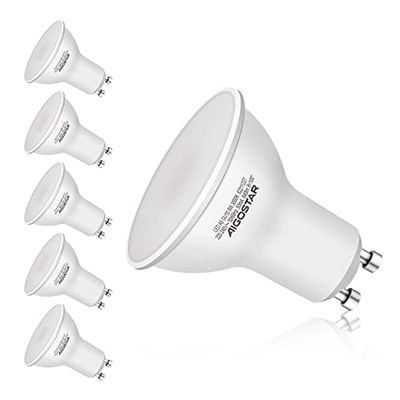 Aigostar Lampadina LED GU10 8W, Luce Bianca Calda 3000K 640 Lumen, Angolo a Fascio 100-120 Gradi, Nessun Sfarfallio Non Dimmerabile, Confezione da 5