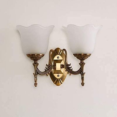 Modern Minimalist Wall Light Classical European Style Hotel Bedside Corridor Glass Wall Lamp LED E27 Socket Bedroom Aisle Double Head Wall Sconce
