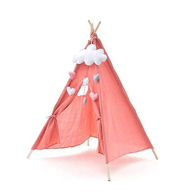 Robincool Tenda Tipi per Bambini Montessori Kalpana 80x80x110 cm Pieghevole Uso Interno e Esterno Fabbricata in Tessuto Rosa