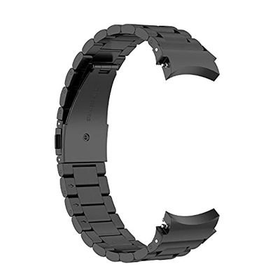 System-S Armband 22 mm av rostfritt stål med vipplås för smartwatch i svart, svart, Eine Grösse, Klassisk