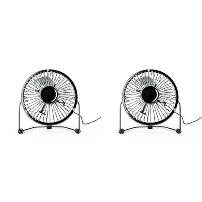 Status USB Desk Fan | 4 Inch Portable Mini Fan | Single Speed Small Fan | Black | SUSBBLKWFAN1PKB4_OOP (Pack of 2)