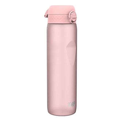 ION8 1 Liter Vattenflaska, Läcksäker, Lätt att Öppna, Bärhandtag, Snabbt Vätskeflöde, Diskmaskinssäker, BPA-fri, Mjukt Grepp med Konturer, Perfekt för Sport och Gym, 1000 ml/32 oz, Rosenkvarts