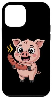 Cartoon Pig With Sausage Kawaii Barbecue Humor Case for iPhone 12 mini
