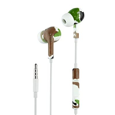 Music Sound | AURICOLARI Fantasy in-ear | Auricolari con filo e microfono - Jack 3.5 mm - Fantasia Camouflage, One Size