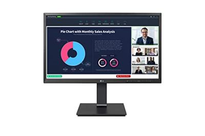 LG Electronics LG 24BP75CP-B 24 tum professionell PC-skärm - IPS-panel FHD-upplösning (1920 x 1080), 5 ms GtG 75Hz, stativ med flera inställningar, högtalare, webbkamera (2MP) och integrerad mikrofon,