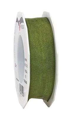 Präsent - Four Seasons Organza Wired Edge Ribbon Olive 25 mm Width, 25 m Length