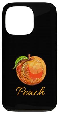 Realistic Peach Fruit with Retro Hand-Drawn Details Case for iPhone 13 Pro
