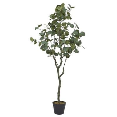 HOME DECO FACTORY, HD0453, Pianta di eucalipto Artificiale 130 cm - Decorazione d'interni, Design Realistico, Materiali durevoli, Facile Manutenzione, Ideale per Soggiorno, Ufficio - Verde