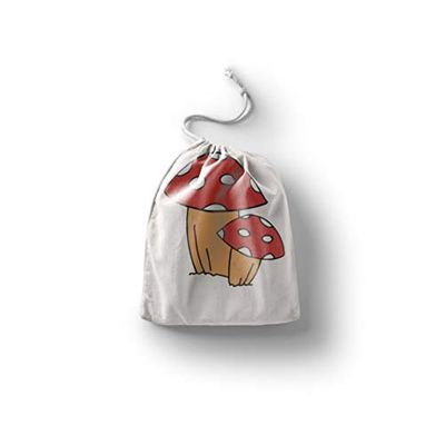 Bonamaison Impreso Algodón Bolsas con Cordón, Bolsa con Cordel para el Hogar y el Almacenamiento de Verduras, Bolso de Compras, Plegable, Ecologica, Reutilizables, Tamaño: 12x15 Cm