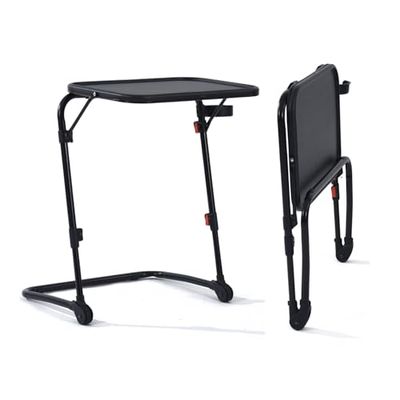 MEUBLE COSY Escritorio Plegable Mesa Auxiliar con Altura Ajustable Sin Montaje para Ordenador Sofá Ahorro de Espacio Bandeja Cama Mesita Soportes de Regazo en Forma de Z, Negro