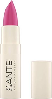 Sante Naturkosmetik Moisture Lipstick 04 Confident Pink, Rossetto da trasparente a colori intensi, con acido ialuronico, delicato nutriente e protezione delicata, 4,5 g