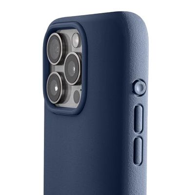 TineeOwl Magnetische hoes voor iPhone 15 Pro Max, compatibel met MagSafe, TPU, minimalistisch, slank/dun en gripvast met microvezelvoering, afgeronde actieknop (marineblauw)