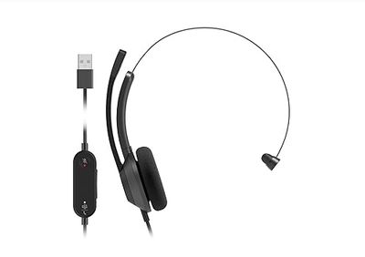 Cisco USB-hoofdtelefoon 321Q-serie - Monoaurale hoofdtelefoon met extern paviljoen en kabel, Microsoft Teams controller met USB-A, carbon zwart, twee jaar beperkte garantie (HS-W-321Q-C-USB)