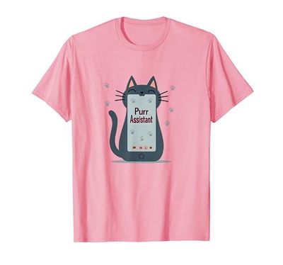 Asistente de ronroneo: Lindo diseño de teléfono Inteligente de Gato para Amantes de Las Camiseta, Hombre, Rosado, 3XL