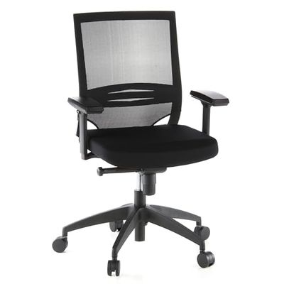 hjh OFFICE Porto Base Siège de Bureau Type Fauteuil de Direction - Assise en Tissu/Dossier en Maille - Noir