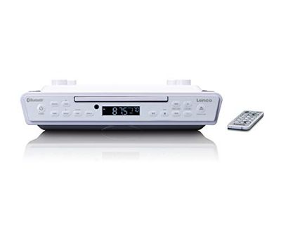 Lenco KCR-150 CD-understruktur FM-köksradio – Bluetooth – sändarminne – 2 x 3 watt RMS – inbyggd monteringssats – AUX-in-ingång – timerfunktion – vit, A003089