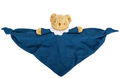 Trousselier - Teddybeer driehoek - 20 cm - Rammelaar - Ideaal geboortecadeau - Machine Wasbaar - Biologisch Coton - Blauw Denim - 2 stuks