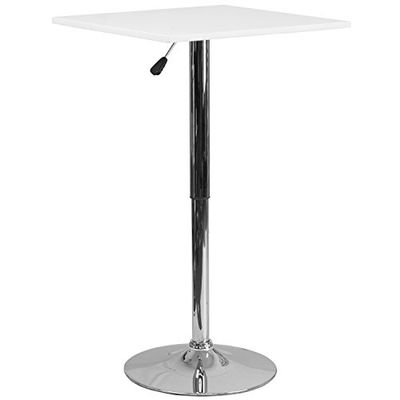 Flash Furniture 60 cm kwadratowy regulowany wysokość biały drewniany stół (regulowany zakres 80 cm - 100 cm)