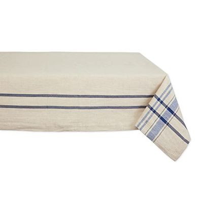 DII Nappe de Table à Manger à Rayures françaises, Style Farmhouse, 152,4 x 213,4 cm, Taupe/Bleu