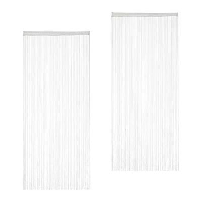 Relaxdays Conjunto de duas cortinas de fios, para cortar, com pino, para portas e janelas, 90 x 245 cm, branco