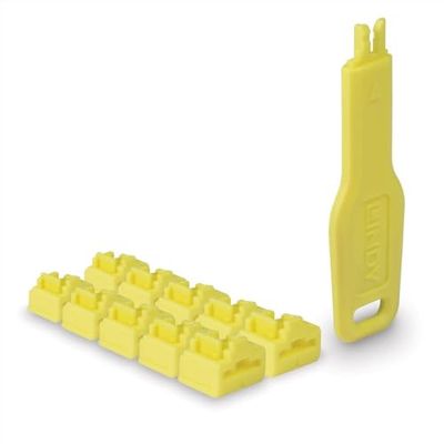 LINDY RJ45 Port Locks (10 Pieces) with Key, Yellow