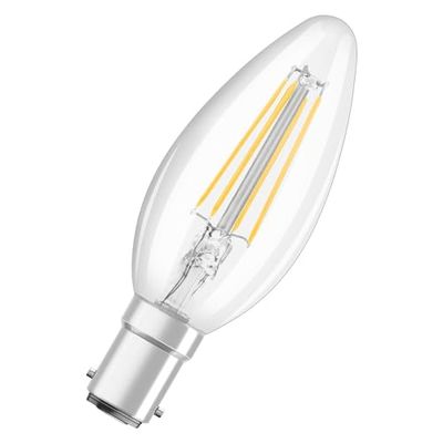 OSRAM Lampada a LED B40 a stella LED per base B15D, forma di candela, look filamento, 470 lumen, bianco caldo, 2700k, sostituzione per lampadine da 40w convenzionali, non dimmerabile, 1 pacco