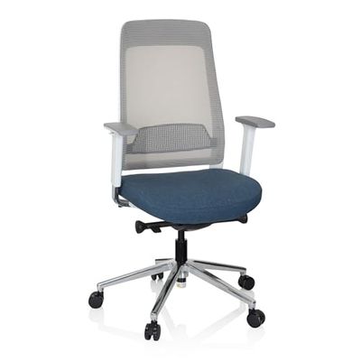 hjh OFFICE Professionele bureaustoel CHIARO T2 WHITE stof/netstof Blauw/Grijs