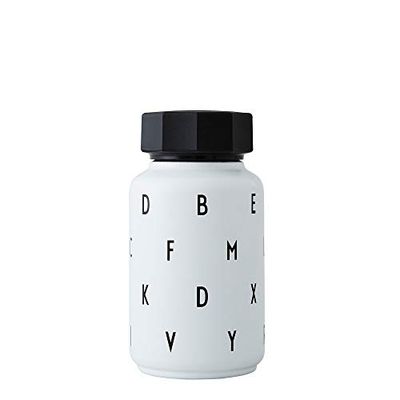 Design Letters Thermo/thermosfles met rietje voor kinderen (wit) - BPA-vrij dubbelwandig vacuüm, roestvrij staal, Scandinavisch design, ideaal voor onderweg, 330 ml, lekvrij, licht, 204 g.