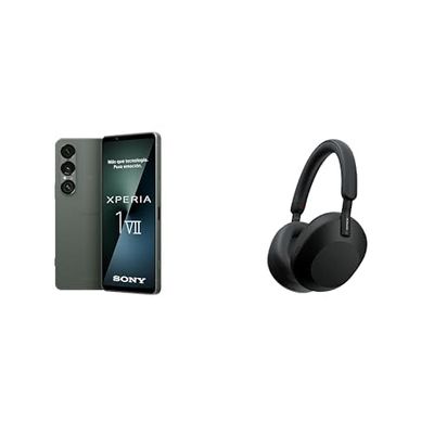 Sony Xperia 1M7 Verde + Cascos WH-1000XM5 Negro Potencia Premium para los Amantes del vídeo y la música