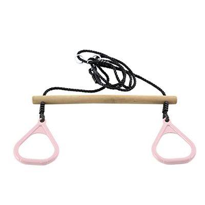 Hörby Bruk 4123 trapezium met turnringen (houten trapezium met kunststof ringen) max. 50 kg, lichtroze, roze