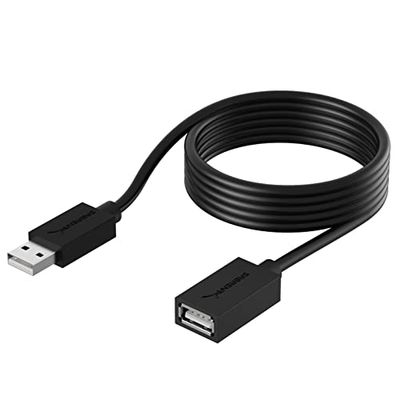 SABRENT Rallonge USB 2.0, câble d'extension USB mâle A vers Femelle A (1.8M) Super Vitesse 5Gbps pour PS5, PS4, pc Gamer, clé USB, Clavier, scanner, hub USB, Disque Dur externe, et Plus (CB-2060)
