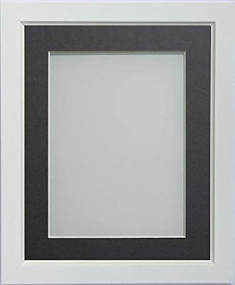 Frame Company Ainsworth Range White 12x10 inch Picture Photo Frame with Grey Mount for Image 8x6 inch * Choice of Sizes* Fitted with Real Glass