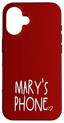 Mary's Phone Mary Personalized Name White Maroon Red Case for iPhone 16