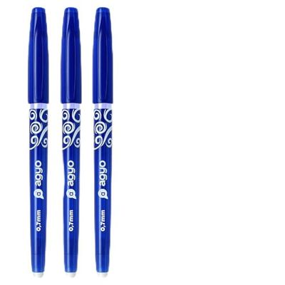 Agyo Niebieskie wymazywalne długopisy żelowe 0,7 mm – 3 sztuki – tusz termoczuły – pisanie do ponownego pisania, klips oszczędzający kieszeń, ergonomiczny uchwyt, szybkie schnięcie