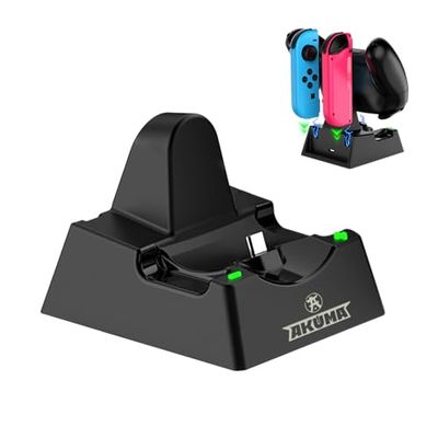 AKUMA Cyber V02 Oplaadstation voor Nintendo Switch, Pro Controller, Joy-Cons, Switch/Switch OLED/Switch Lite, intelligent opladen, zwart
