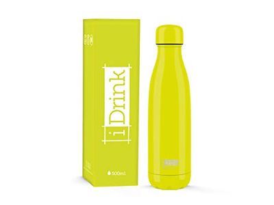 I-Drink Botella Térmica Doble Pared 350/500/750/1.000 ML, Decorada (500 ML, Amarillo)